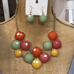 Multi Color Necklace with Matching Earrings